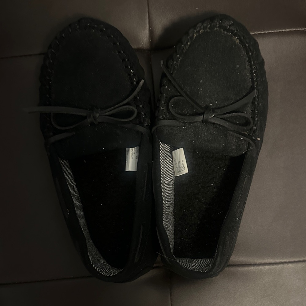 Men's Black Moccasin Slippers
